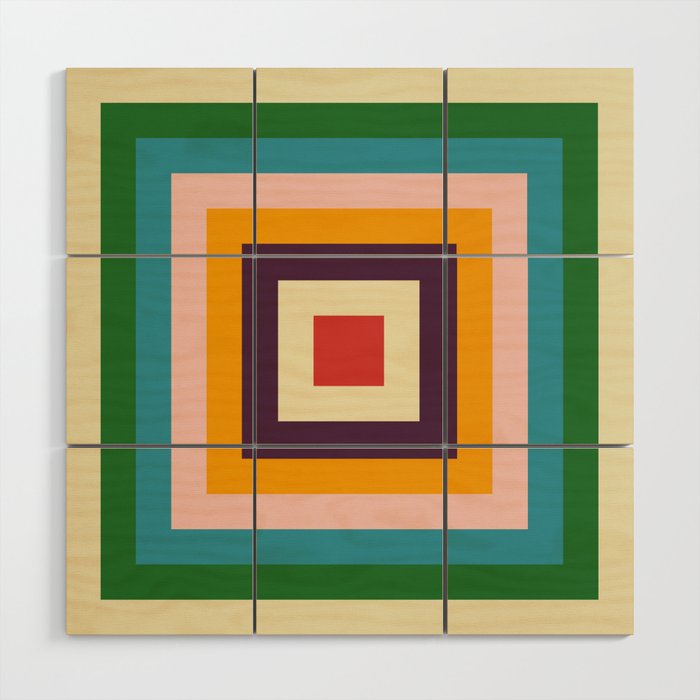 Retro Colored Square Space Wood Wall Art Gallery Image 1