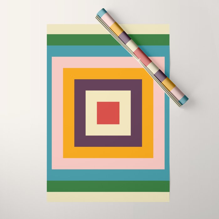 Retro Colored Square Space Wrapping Paper Gallery Image 1