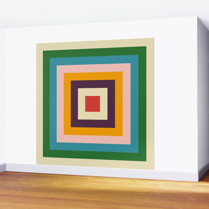 Retro Colored Square Space Wall Mural Gallery Image 2