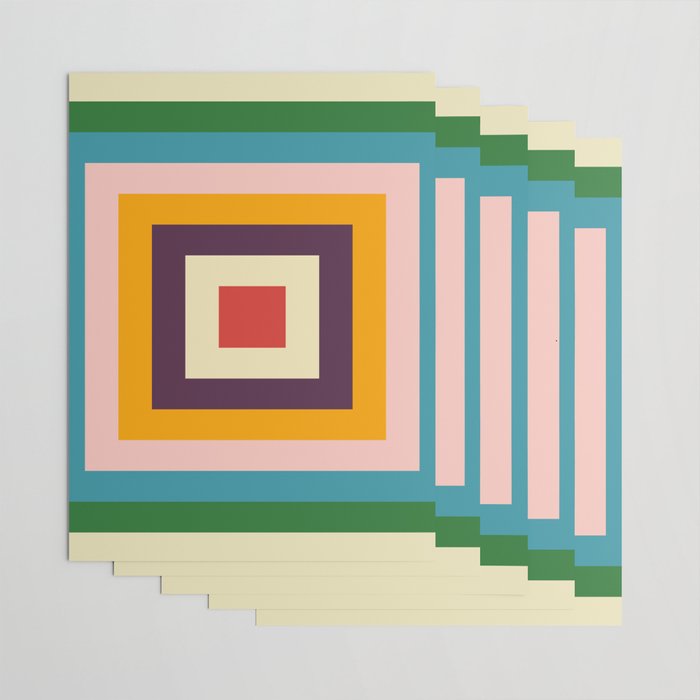 Retro Colored Square Space Wrapping Paper Gallery Image 3