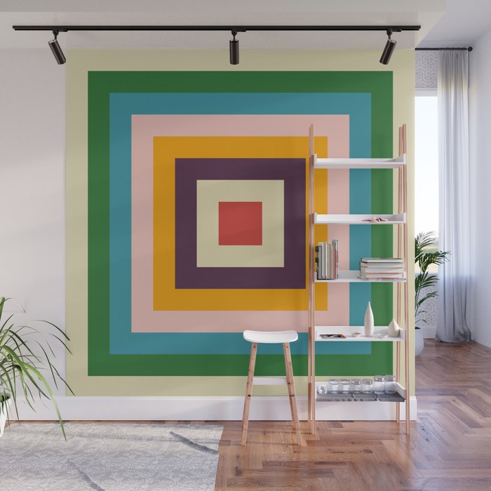 Retro Colored Square Space Wall Mural Gallery Image 1