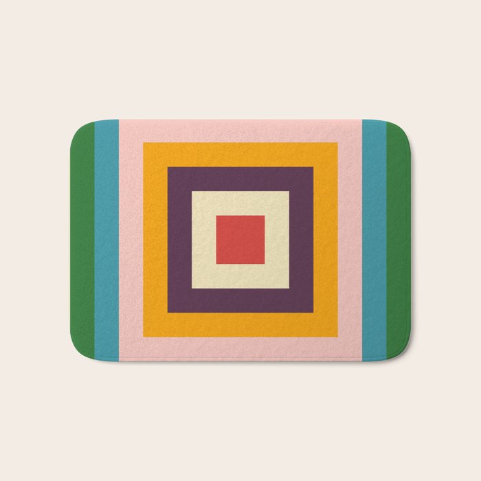 Retro Colored Square Space Bath Mat Gallery Image 1