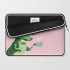 T-Rex Enjoying Coffee in Pink Laptop Sleeve Gallery Image 2