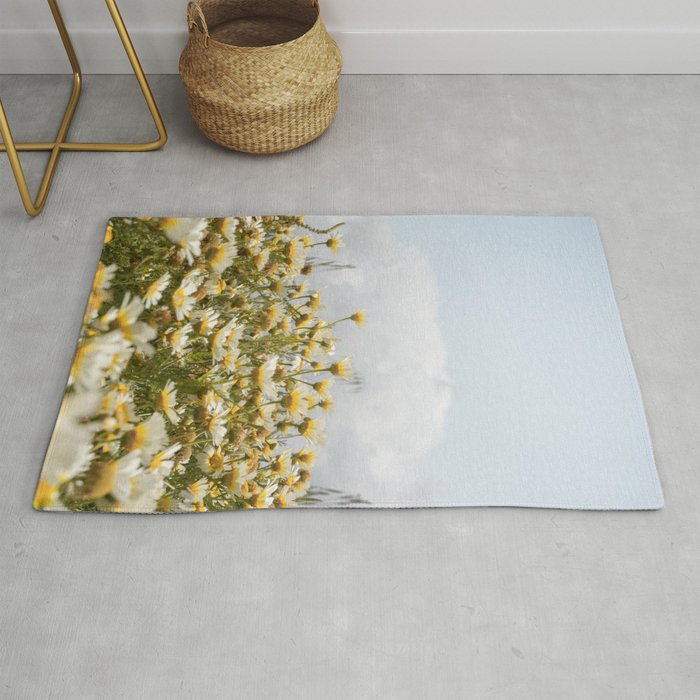 Garden of Daisy Flowers | Nature Photography in Portugal Art Print | Floral Summer Photo Rug Gallery Image 1
