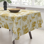 Yellow/Gold Alien Abduction Toile De Jouy Pattern Tablecloth Gallery Image 3