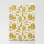 Yellow/Gold Alien Abduction Toile De Jouy Pattern Stationery Card Gallery Image 2