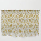 Yellow/Gold Alien Abduction Toile De Jouy Pattern Wall Hanging Gallery Image 1