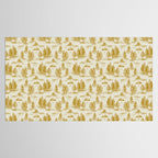 Yellow/Gold Alien Abduction Toile De Jouy Pattern Tablecloth Gallery Image 2