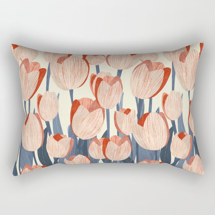 Flowers Tulips pattern Rectangular Pillow Gallery Image 2