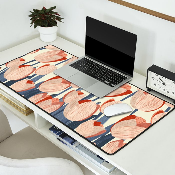 Flowers Tulips pattern Desk Mat Gallery Image 2