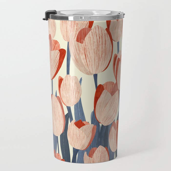 Flowers Tulips pattern Travel Mug Gallery Image 3