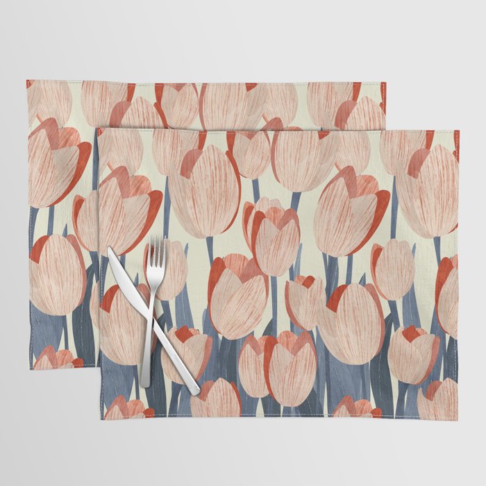 Flowers Tulips pattern Placemat Gallery Image 1
