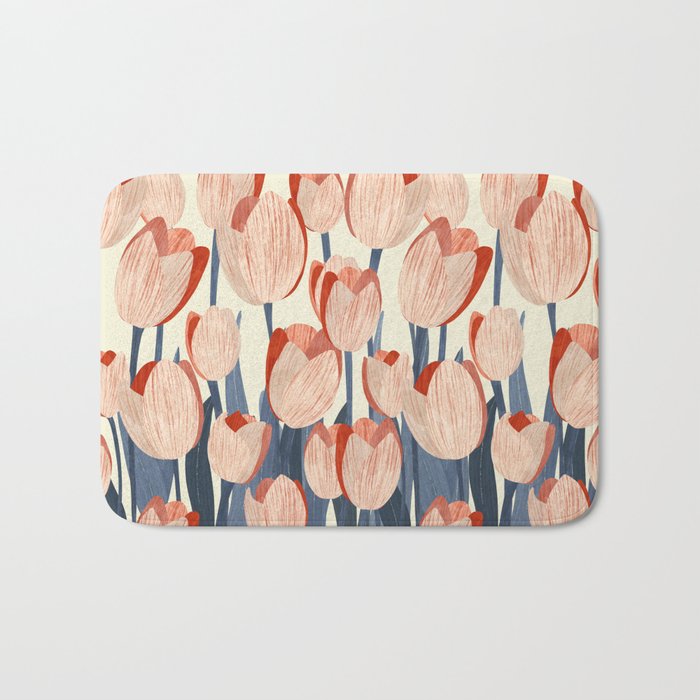 Flowers Tulips pattern Bath Mat Gallery Image 1