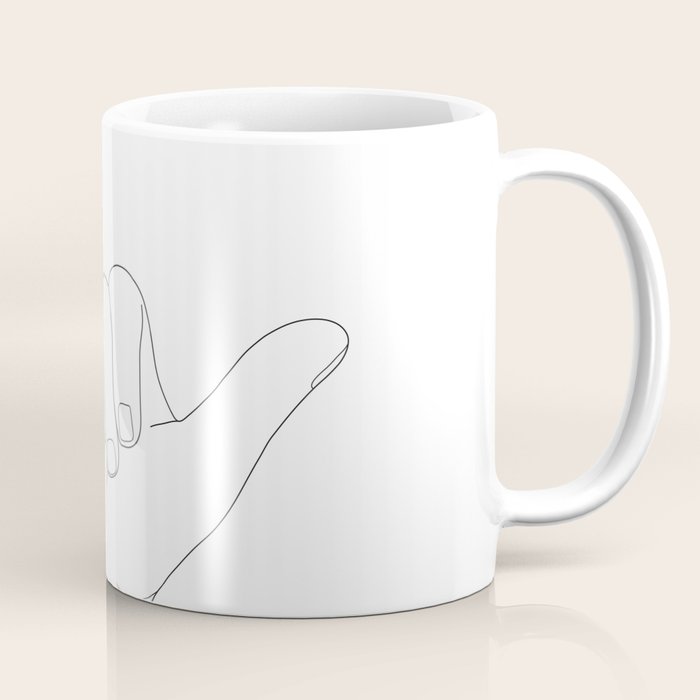 Minimal Line Art Shaka Hand Gesture Coffee Mug Gallery Image 1