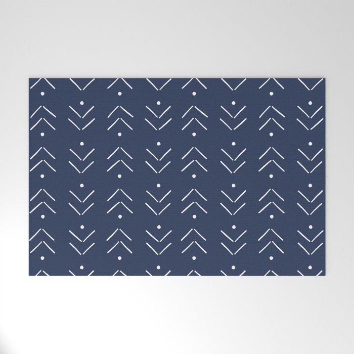 Arrow Lines Pattern in Navy Blue Welcome Mat Gallery Image 1