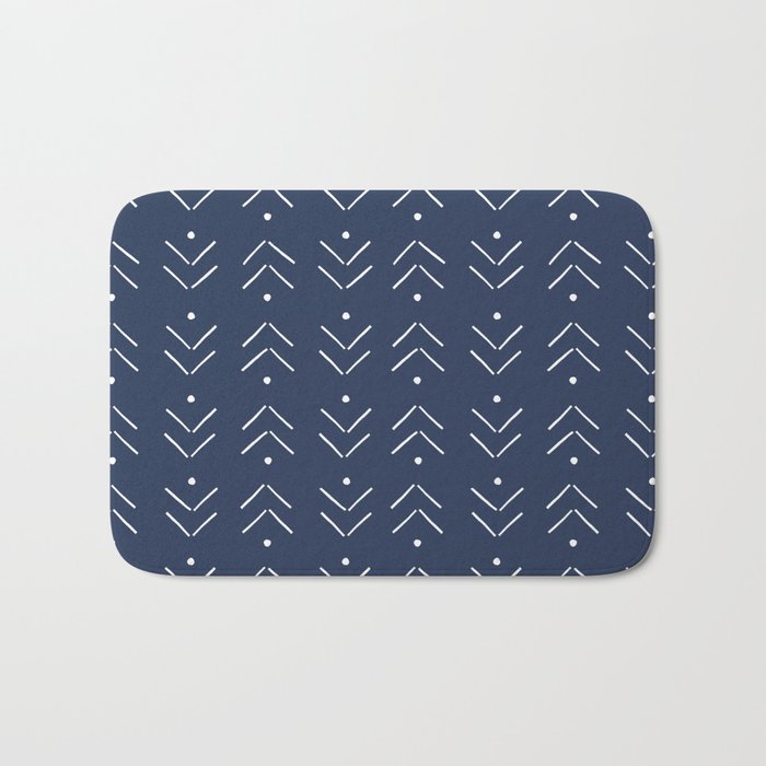 Arrow Lines Pattern in Navy Blue Bath Mat Gallery Image 1
