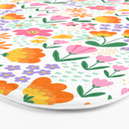 Colorful retro flower folk art pattern Bath Mat Gallery Image 3