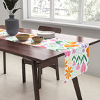 Colorful retro flower folk art pattern Table Runner Gallery Image 2