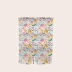 Colorful retro flower folk art pattern Wall Hanging Gallery Image 1