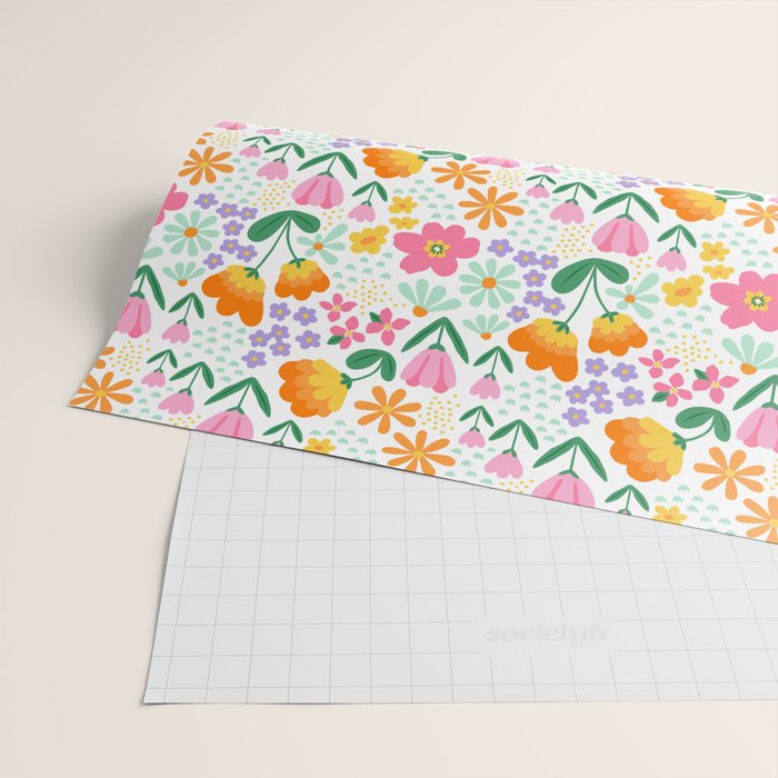 Colorful retro flower folk art pattern Wrapping Paper Gallery Image 2