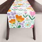 Colorful retro flower folk art pattern Table Runner Gallery Image 1