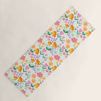 Colorful retro flower folk art pattern Yoga Mat Gallery Image 1