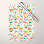 Colorful retro flower folk art pattern Wrapping Paper Gallery Image 1