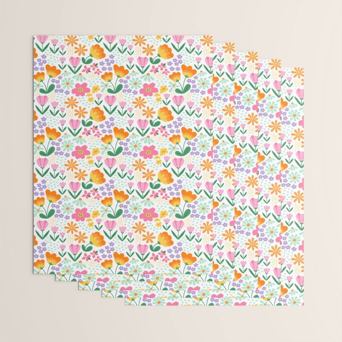 Colorful retro flower folk art pattern Wrapping Paper Gallery Image 3