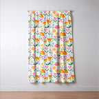 Colorful retro flower folk art pattern Window Curtain Gallery Image 3