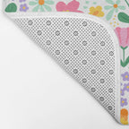 Colorful retro flower folk art pattern Bath Mat Gallery Image 2
