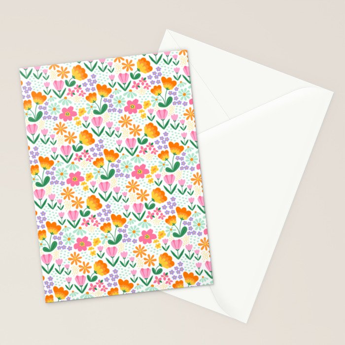 Colorful retro flower folk art pattern Stationery Card Gallery Image 2