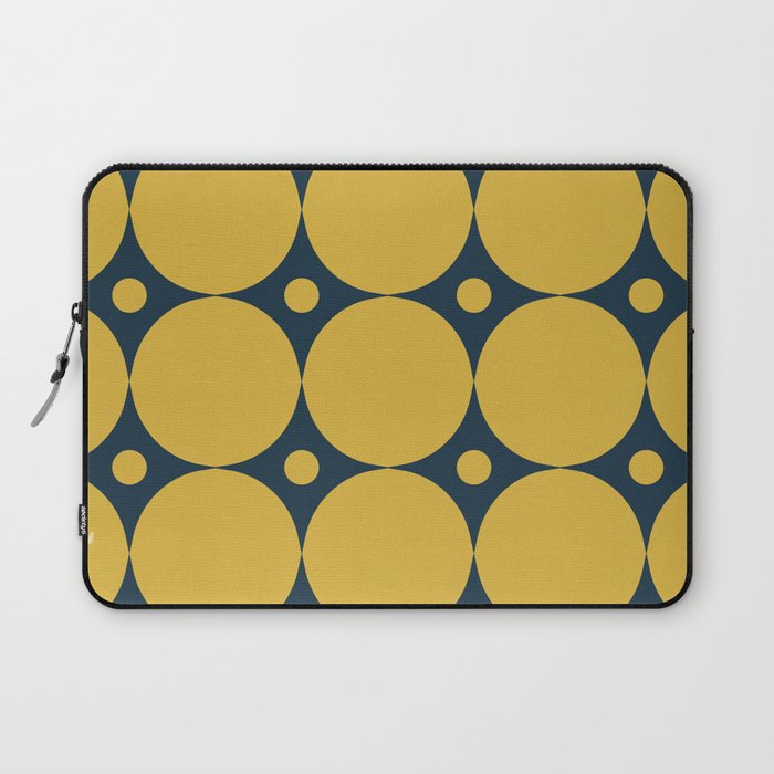 Futura Mid-century Modern Minimalist Abstract Pattern in Mustard Yellow and Navy Blue Laptop Sleeve Gallery Image 1