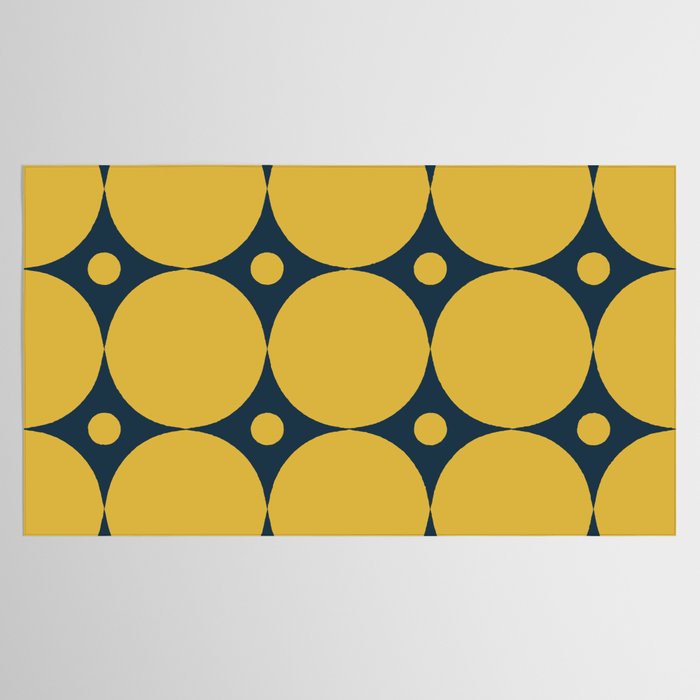 Futura Mid-century Modern Minimalist Abstract Pattern in Mustard Yellow and Navy Blue Tablecloth Gallery Image 2