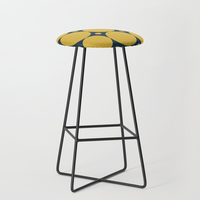 Futura Mid-century Modern Minimalist Abstract Pattern in Mustard Yellow and Navy Blue Stool Gallery Image 1