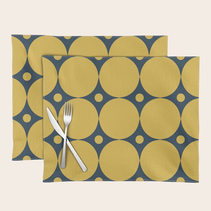Futura Mid-century Modern Minimalist Abstract Pattern in Mustard Yellow and Navy Blue Placemat Gallery Image 1