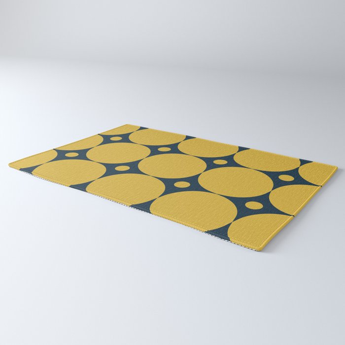 Futura Mid-century Modern Minimalist Abstract Pattern in Mustard Yellow and Navy Blue Rug Gallery Image 3