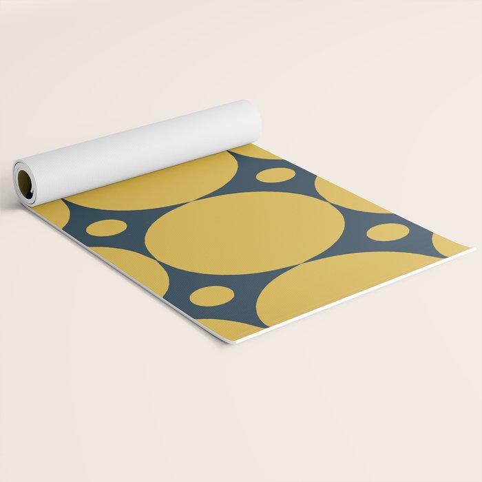 Futura Mid-century Modern Minimalist Abstract Pattern in Mustard Yellow and Navy Blue Yoga Mat Gallery Image 2