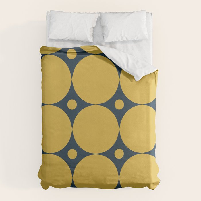 Futura Mid-century Modern Minimalist Abstract Pattern in Mustard Yellow and Navy Blue Duvet Cover Gallery Image 6