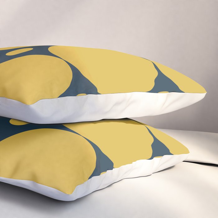 Futura Mid-century Modern Minimalist Abstract Pattern in Mustard Yellow and Navy Blue Pillow Sham Gallery Image 3