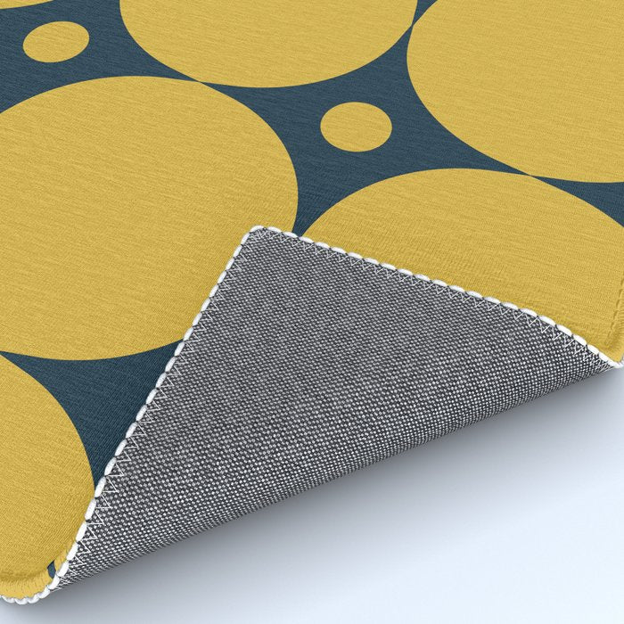 Futura Mid-century Modern Minimalist Abstract Pattern in Mustard Yellow and Navy Blue Rug Gallery Image 4