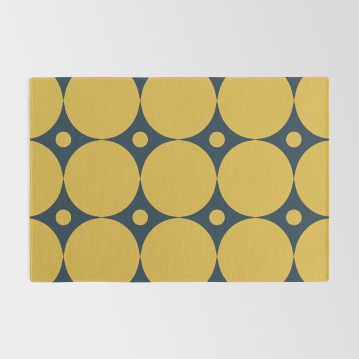 Futura Mid-century Modern Minimalist Abstract Pattern in Mustard Yellow and Navy Blue Rug Gallery Image 2