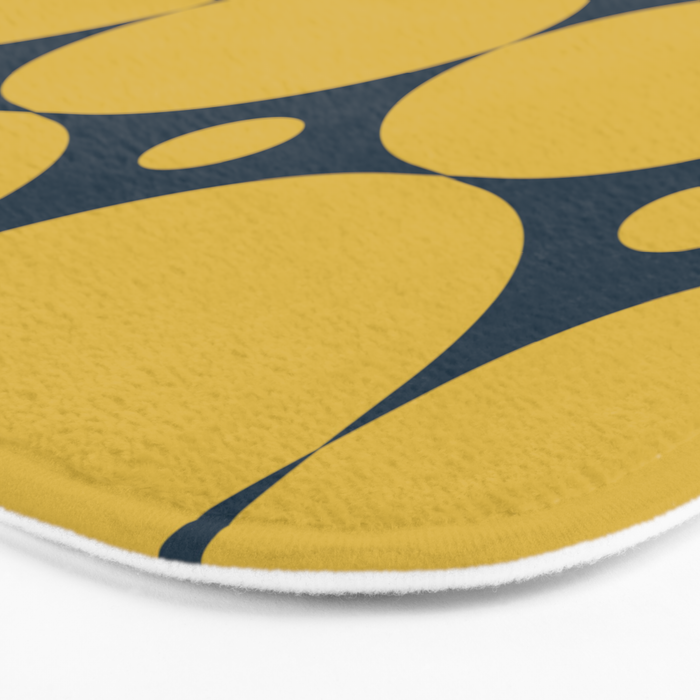 Futura Mid-century Modern Minimalist Abstract Pattern in Mustard Yellow and Navy Blue Bath Mat Gallery Image 3