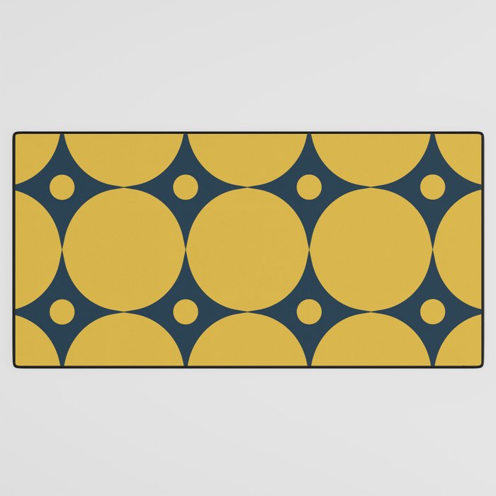 Futura Mid-century Modern Minimalist Abstract Pattern in Mustard Yellow and Navy Blue Desk Mat Gallery Image 3
