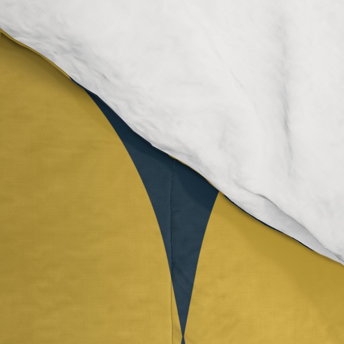 Futura Mid-century Modern Minimalist Abstract Pattern in Mustard Yellow and Navy Blue Comforter Gallery Image 4