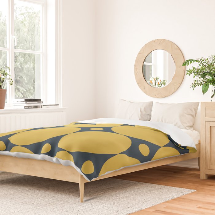 Futura Mid-century Modern Minimalist Abstract Pattern in Mustard Yellow and Navy Blue Duvet Cover Gallery Image 2