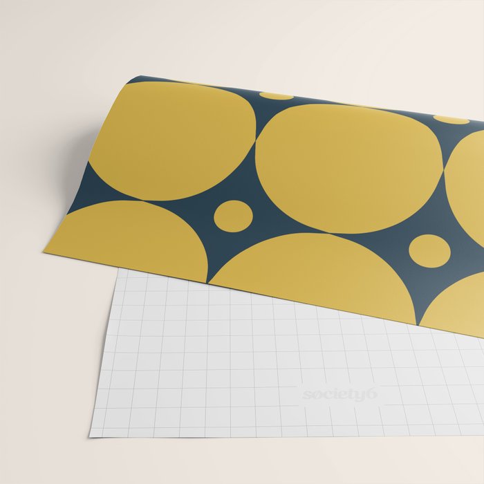 Futura Mid-century Modern Minimalist Abstract Pattern in Mustard Yellow and Navy Blue Wrapping Paper Gallery Image 2