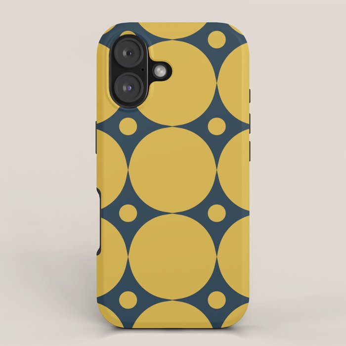 Futura Mid-century Modern Minimalist Abstract Pattern in Mustard Yellow and Navy Blue iPhone Case Gallery Image 1