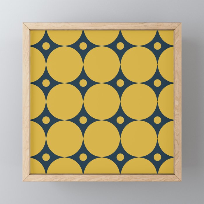 Futura Mid-Century Modern Minimalist Abstract Pattern In Mustard Yellow And Navy Blue Mini Art Print Gallery Image 1