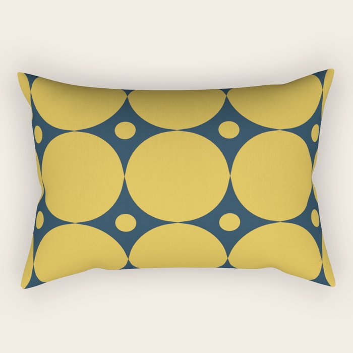 Futura Mid-century Modern Minimalist Abstract Pattern in Mustard Yellow and Navy Blue Rectangular Pillow Gallery Image 1