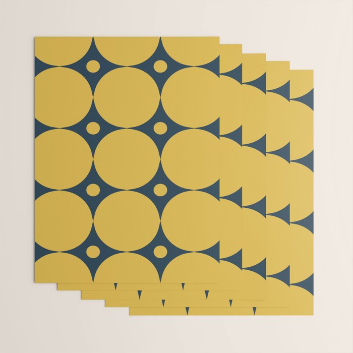 Futura Mid-century Modern Minimalist Abstract Pattern in Mustard Yellow and Navy Blue Wrapping Paper Gallery Image 3